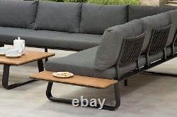 GSD Cargo Aluminium L Shape Garden Furniture Lounge Set, Polywood Table