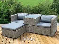 GSD Victoria Rattan Garden Furniture Corner Sofa Lounge Chase Set In/Outdoor