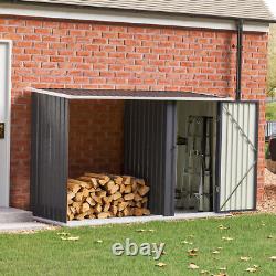 Galvanised Metal Log Store Shed Lockable Tool Storage Shed Garden Fire Shelter