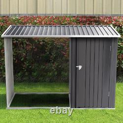 Galvanized Steel Log Store Wood Firewood Outdoor Garden Metal Storage Tool Shed