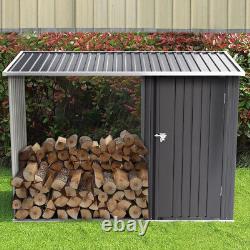 Galvanized Steel Log Store Wood Firewood Outdoor Garden Metal Storage Tool Shed