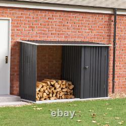 Galvanized Steel Log Store Wood Firewood Outdoor Garden Metal Storage Tool Shed