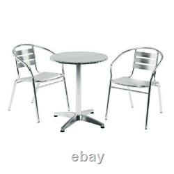Garden Bistro Set 2 Aluminium Chairs & 1 Round Aluminium Table