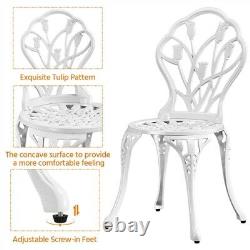 Garden Bistro Set 3PCS Garden Furniture Set Dining Chairs & Table Aluminum White