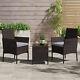 Garden Brown 3pcs/set Outdoor Beach Tea Table Wicker Rattan Chair Cushion Seat