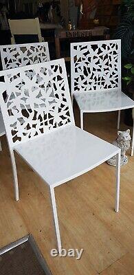 Garden Chair Metal Dinning X 4 White Designer Powder Coated Gloss Chairs