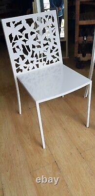 Garden Chair Metal Dinning X 4 White Designer Powder Coated Gloss Chairs