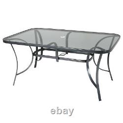 Garden Dining Set Grey Cadiz 11pc Metal Patio Furniture Table 6 Chairs Parasol