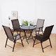 Garden Dining Set Outdoor Furniture Folding 4 Chairs And Table With Parasol Hold