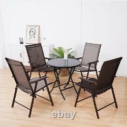 Garden Dining Set Outdoor Furniture Folding 4 Chairs AND Table with Parasol Hold