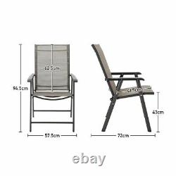 Garden Dining Set Outdoor Furniture Folding 4 Chairs AND Table with Parasol Hold