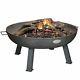 Garden Fire Pit With Carry Handles, Cast Iron Brazier Flame Basket, 85.5cm