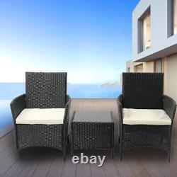Garden Furniture Outdoor Rattan Furniture Patio Wicker Chairs Table Set 3 PC NEW