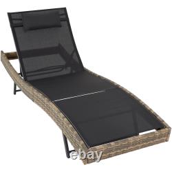 Garden Furniture Rattan Sun Lounger Patio Day Bed Metal Recliner Outdoor