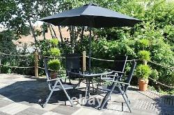 Garden Furniture Rio 4 Seater Reclining Set With Table & Parasol Premium Quality