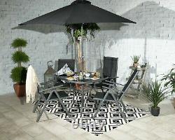 Garden Furniture Rio 4 Seater Reclining Set With Table & Parasol Premium Quality