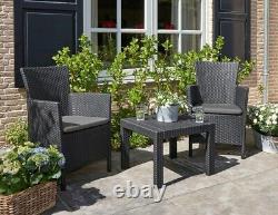 Garden Furniture Set 3 Pieces Chair Table Cushion Keter Outdoor Patio Balcony UK