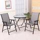 Garden Furniture Set Glass Top Picnic Table And Chair Diner Outdoor Patio Bistro