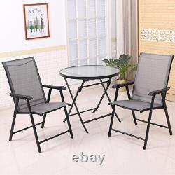 Garden Furniture Set Glass Top Picnic Table and Chair Diner Outdoor Patio Bistro