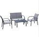 Garden Furniture Set Metal Conservatory Patio Lounge Sofa Chairs Glass Table 4pc