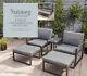 Garden Furniture Set Table Chairs Footstool Cushions Grey Patio Outdoor 5 Pieces