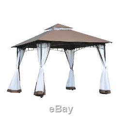 Garden Gazebo Wedding Canopy Shelter Mesh Squre Party Brown 3 x 3m