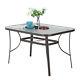 Garden Glass Bistro Dining Table Outdoor Patio Tables Metal Frame Parasol Hole