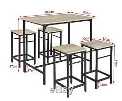 Garden Industrial Bar Set High Table 4 Stools Pub Dining Outdoor Furniture Set