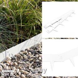 Garden Lawn Edging / White Metal Border / Multi Edge 1m x 17,5cm White piece