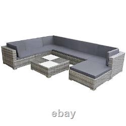 Garden Lounge Set 8 Piece with Cushions Poly Rattan Grey Chaise Lounge vidaXL