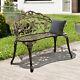 Garden Metal Bench 2 Seater Rose Style Cast Iron Aluminum Park Chair Outdoor