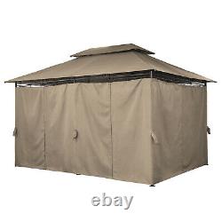 Garden Metal Gazebo 3x4M Patio Party Tent Khaki Marquee Canopy Pavilion Sidewall