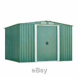 Garden Metal Shed Storage 2 Door Apex Roof Outdoor With Free Base Foundation wt