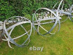 Garden Metal Sphere Sculpture Reclaimed Galvanized Wine barrel hoop ring 56-68cm