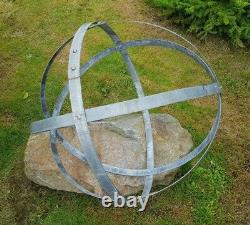 Garden Metal Sphere Sculpture Reclaimed Galvanized Wine barrel hoop ring 56-68cm