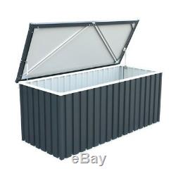 Garden Metal Storage Chest Box Grey Store Shed Tool Cushion Steel Outdoor Trunk