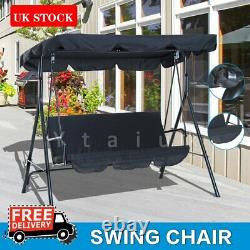 Garden Metal Swing Chair 3 Seater Hammock Patio Canopy Bench Lounger LONENESSL