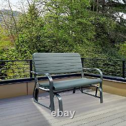 Garden Outdoor 2-Seat Free Standing Metal Garden Patio Bench Love Seat Green