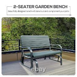 Garden Outdoor 2-Seat Free Standing Metal Garden Patio Bench Love Seat Green