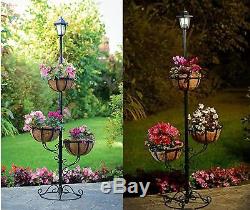 Garden Outdoor 3 Tier Solar Powered Stylish Flower Planter With White LED Light