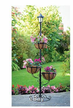 Garden Outdoor 3 Tier Solar Powered Stylish Flower Planter With White LED Light