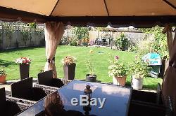 Garden Party Hot Tub Gazebo Shelter With Beige Curtains & Mosquito Nets