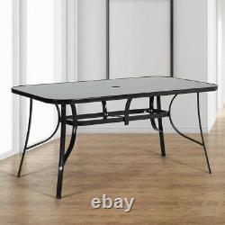 Garden Patio Dining Table Metal Tempered Glass Outdoor Bistro Coffee Tables UK