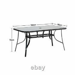 Garden Patio Dining Table Metal Tempered Glass Outdoor Bistro Coffee Tables UK