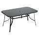 Garden Patio Dining Tables Outdoor Metal Glass Top Furniture With Parasol Hole