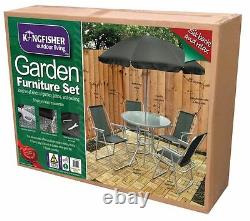 Garden Patio Furniture Set 4 Seater Dining Set Parasol Glass Table And Chairs