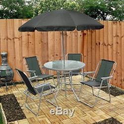 Garden Patio Furniture Set 4 Seater Dining Set Parasol Glass Table And Chairs UK