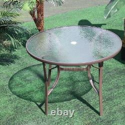 Garden Patio Furniture Set Outdoor Cafe Round Table Stacking Chairs Parasol Hole