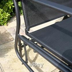 Garden Patio Love Seat Rocker Outdoor Chair Black Glass Top Table Furniture Wido