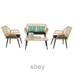 Garden Patio Wicker Rattan Chair Four-Piece Patio Furniture Set Promo Deal. New
